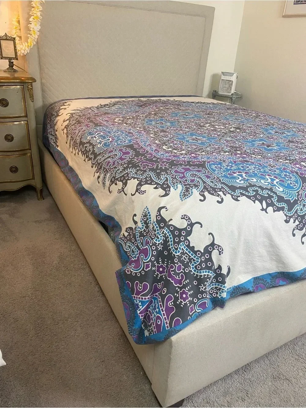 Bohemian Medallion Quilt Cover - Multicolor (Blue, Purple)